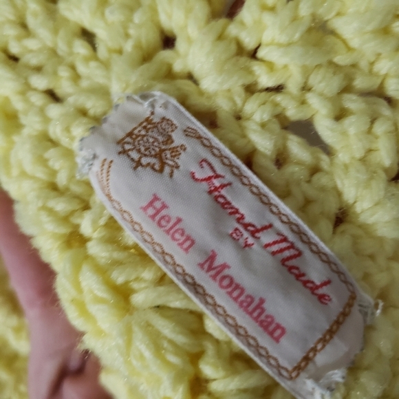 Handmade Crochet Baby Blanket Yellow Pastel Balloon Accents Scalloped Edge OOAK - Picture 7 of 8